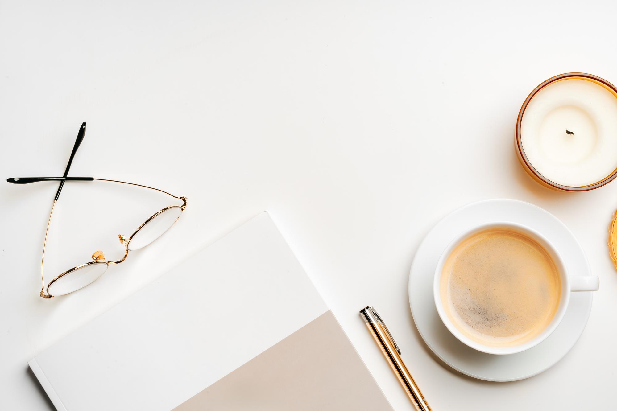Stylish workspace with documents and coffee